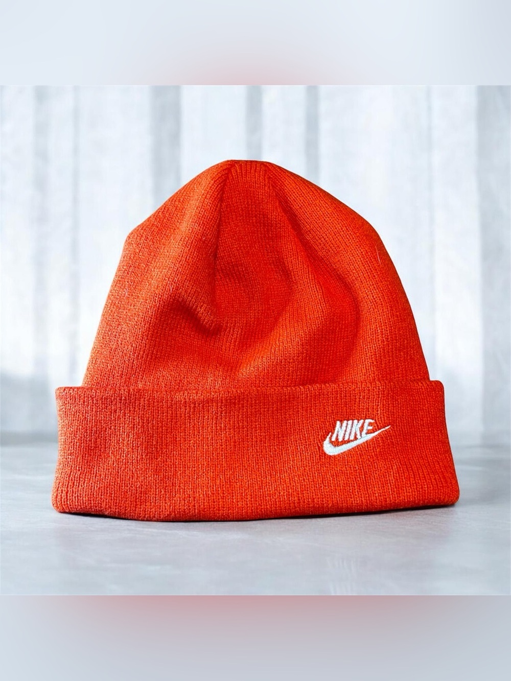 Nike Youth Orange Knit Beanie Hat Unisex Fits Kids & Adults